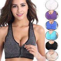 Women Push Up  Zipper Sports Brassiere Padded Wirefree Shockproof Breathable Sports Tops Fitness Gym Yoga Sports vest Bra Top