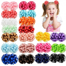 20Color Inch New Arrival Korean Style Girls Hair Elastics Rope Big Grosgrain Ribbon Flower Elastic Hair Bands Accessories 813