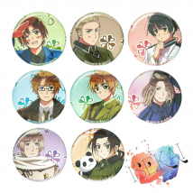 Axis Power HETALIA Anime badge Flower Italy France Russia UK USA German Japan China Badge Brooch Pins
