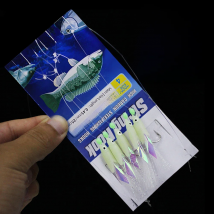 25pcs 5bags High Quality Carbon Steel Mackerel Feathers Bass Cod Lure Sea Fishing Luminous Fishing Hook Treble Bait Fishing Wire