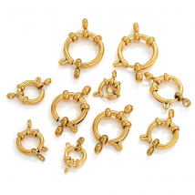 4pcs Stainless Steel Gold Round Spring Clasps Hooks for Bracelet Clavicle Necklace Clasp Connectors DIY Jewelry Making Supplies