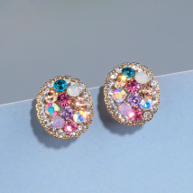 2023 New Design Charm Multicolor Rhinestone Stud Earrings for Women Cute Trendy Crystal Earrings Jewelry Brinco Girls Gift WX086
