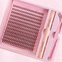 DIY Clusters Lash Kit Full Set 8-16mm Mix Bond&Seal Tweezers Lash for Self Application Makeup Individual Eyelash Extensions