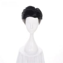 ccutoo 30cm Men Short Black Grey Mix Synthetic Wig Otabek ALTIN Slicked-back Cosplay Wig