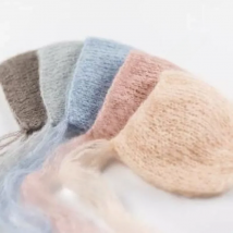 Handcraft Baby hand Knit Mohair Bonnet ,Baby Photography Props. Photography prop.on Baby Shower Gift