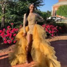 Layered Tutu Tulle Puffy Overlay Skirt for Women Fashion Ruffles Lush Long Overskirt Custom Made Gold Wedding Prom Skirt Saia
