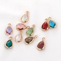 10PCS Cut Face Drop Shape Necklace Pendant Multicolor Glass Charms for Jewelry Making Supplies Findings DIY  Brass Accessories