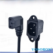 IEC320 C14 to C13 Extension cord,C14 with screw holes Right Angled and C13 Left Angled Short,30cm/60cm lenght,SVT 18AWG