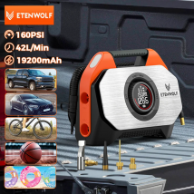 ETENWOLF VORTEX S6 Compressore d'aria portatile Ciclo di lavoro al 100% e doppio cilindro 19200 mAh Gonfiatore per pneumatici per auto Pompa ad aria P600 Pompa a pallone