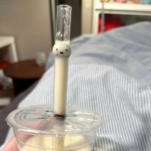 Cute Miffy Kawaii Cartoon Transparent Glass Straw Large Caliber High Temperature Resistance Student Girl Gifts