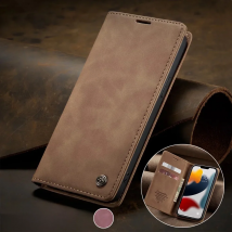 Matte Leather Flip Cover for iPhone 11 12 13 14 15 16e 17 Pro Max Mini Air Wallet Case XR XS 8 7 5S SE 2020 2022 Magnetic Retro