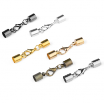 10pcs/Lot Crimps End Tip Caps Connectors Leather Cord Bracelet Lobster Clasps Hooks 3-10mm Full Size For Jewelry Making Findings