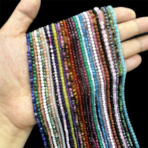 2/3/4MM Natural Faceted Stone Rose Quartz Amethyst Garnet Agate Aquamarine Round Small Seed Beads Jewelry Making Accessories