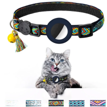 New Airtag Pet Collar Adjustable Nylon Puppy Cat Collar With Bell Anti-lost Pet Necklace With Apple Airtag Holder Pet Supplies
