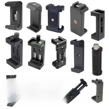 Bicycle Mobile Phone Holder Clip For Gopro Camera Flash Microphone w/ Spirit Level Cold Shoe Mount 1/4" 3/8" Tripod Head Bracket