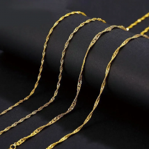 XP Jewelry --( 1-2 mm x 45 cm 60 cm ) Pure Gold Color Water Weave Chian Necklaces for Women Fashion Jewelry Nickel free