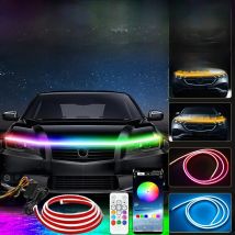 RGB Car Hood Light Strip with Flowing Turn Signal Led Daytime Running Lights DRL Universal Flexible Car LED Strip Auto Lamp