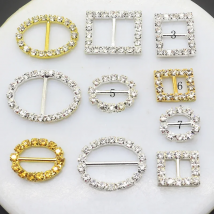 ZMASEY 10 Size Metal Buckles 10Pcs/Lot Crystal Buckles Diamond for DIY Weddding Handwork Card  Ribbon Accessories Decoration