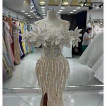 Sparkly Mermaid Evening Dresses Elegant 2025 Beaded Crystals Formal Occasion Dress Vestidos De Gala Dubai Aso Ebi Party Gowns