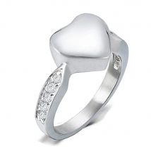 Cremation Jewelry Crystal Heart Cremation Ring for Ashes Keepsake Finger Urns Size 6/7/8/9/10 Engravable Stainless Steel Ring