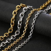 Kalen Gold/Silver Color O-Chain Geometric Stitching Necklace Men's Stainless Steel Jewelry Wholesale