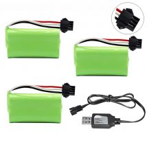 14500 7.4V 1200mAh Li-ion Battery SM-3P Plug For Remote Control water bullet gun Toys RC Parts 2S 7.4V Battery and USB Charger