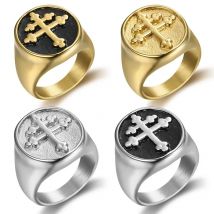 European and American personality new cross titanium steel ring men's retro punk ring