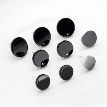 14mm 12mm 10pcs/lot Acrylic Stud Earring Black Flat Round Base Earrings Connector For DIY Earring Making Jewelry Accessories
