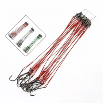 FTK 20pcs/lot 3 Colors 20LB-80LB Anti Bite Steel Fishing Line Steel Wire Leader With Swivel Fishing Accessory