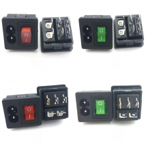 250V 20A household appliances Red Rocker Switch Fused C8 Inlet AC Power Socket Fuse Switch Connector 2pin Plug Male Connector