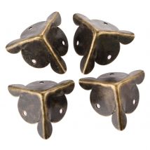4Pcs Antique Corner Bracket Jewelry Gift Box Wood Case Decorative Feet Leg Corner Decorative Protector Furniture Fittings+Nails