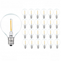 25PCS G40 1W LED String Lights Replacement Bulb E12 Screw 220V 110V Warm White 2200K Amber Glass Replace 7W Incandescent Bulbs