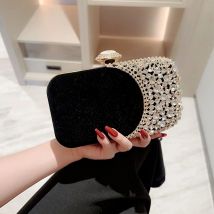 Hollow Design Women Evening Bags Velvet Glitter Fashion Ladies Wedding Party Clutch Bags Shoulder Chain Diamonds Handbags