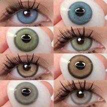 OVOLOOK-New 1Pair Myopia Colored Contact Lenses for Eyes Fashion Big Lenses Green Pupils Beauty Blue Eyes Lenses Brown Grey Lens