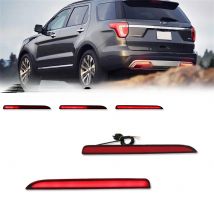 Red LED Rear Bumper Reflector Tail/Brake Lights Rear Fog Lights w/ Sequential Turn Signal For Ford Explorer 2016 2017 2018 2019