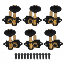 Yibuy 3R3L 18:1 Black Gear Machine Heads Tuners  Replacement Acoustic Guitar Tuning Pegs Part