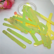 LNHOME 7*66mm Long Rectangle Bar Sequins Bag Garments Accessories Paillettes Sewing Craft Yellow AB 100pcs/lot