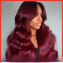 Body Wave Wig Burgundy Lace Front Wig 13x4 13x6 Hd Lace Frontal Wig 4x4 Lace Wig Human Hair Pre Plucked 99j Red Colored Wig