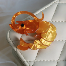 Special Shrimp Shape Acrylic Handmade Brooch Orange Pins For Women Cook Coat Hat Decoration Accessories Gathering Work Bijoux