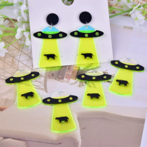 6pcs 34*43mm UFO  Spacecraft Arcylic Charms for Earring  Bracelet DIY Jewelry  Making