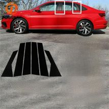 Car Window Pillar Posts Door Moulding Trims Stickers Glossy Piano Black for VW Jetta 2019 2020 2021 Exterior Accessories 폭스바겐