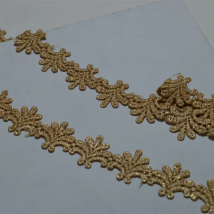 5YDS/LOT 3CM Wedding Dress Fluorescent Lace Gold Thread Continuous Flower Lace Accessories Trim 20200606SOMELACE