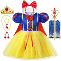 Snow White Princess Dress Up Kids Girls Halloween Costume With Cape Toddler Birthday Party Role Playing Children Apparel Clothes