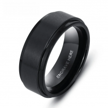 Personalized Engrave Name Rings for Men Black Stainless Steel Ring Fashion Male Jewelry Gift for Husbands (JewelOra RI103856)