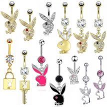 1PC Crystal Navel Ring Barbell Cute Rabbit Dangle Body Piercing Nombril Ombligo Belly Button Rings Men Women Body Jewelry