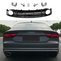 A7 Rear Bumper Lip Diffuser with Exhaust Muffler Pipe for Audi A7 Standard Bumper 2009-2018 RS7 Style