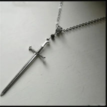 Sword Black Crystal Necklace Gothic Pendant Creative Jewelry Declaration Long Charm Mysterious Jewelry Tarot Men Gift New 2021