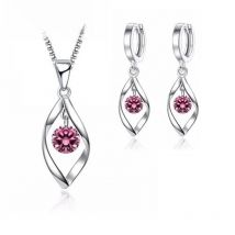 CZ Necklace Earring Bridal Jewelry Sets Wholesale S925 Sterling Silver Shining Cubic Zirconia Water Drop Wedding Engagement