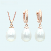 S&Z DESIGN New Fashion Imitation Pearls Water Drop Earrings 585 Rose Gold Color Jewelry Sets For Women Wedding Party Jewelry