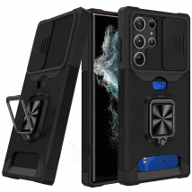 Case for Samsung S25 S24 S23 Ultra Plus FE A17 A16 A56 A36 5G Card Holder Slot Military Wallet Slide Camera Grade Protective